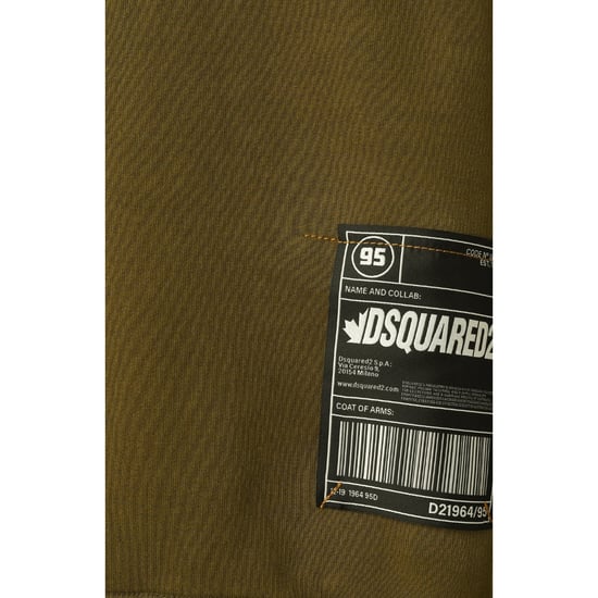 Dsquared2 Patch Design Relaxed Fit Military Green Hoodie - Image 5