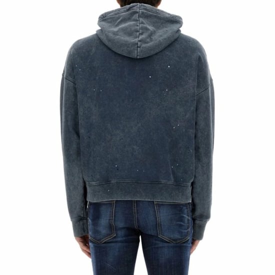 Dsquared2 Bros Est 1964 Logo Distressed Cypro Navy Blue Hoodie - Image 4