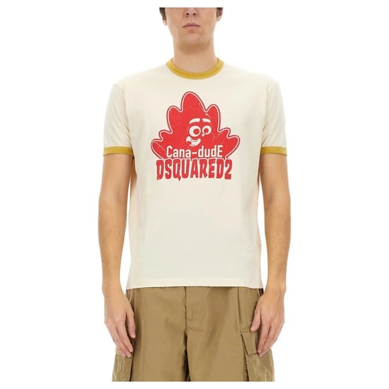 Dsquared2 Cana-dude Logo Milk T-shirt - Image 3
