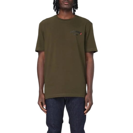 Dsquared2 Regular Fit Gummi-logo Militärgrünes T-shirt - Image 4