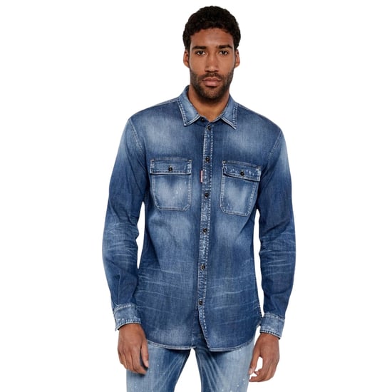 Dsquared2 Relax Dan Worker Pocket Shirt Navy Blue - Image 3