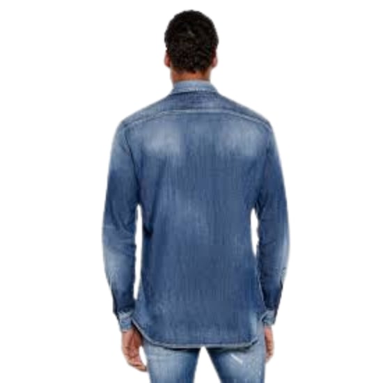 Dsquared2 Relax Dan Worker Pocket Shirt Navy Blue - Image 4