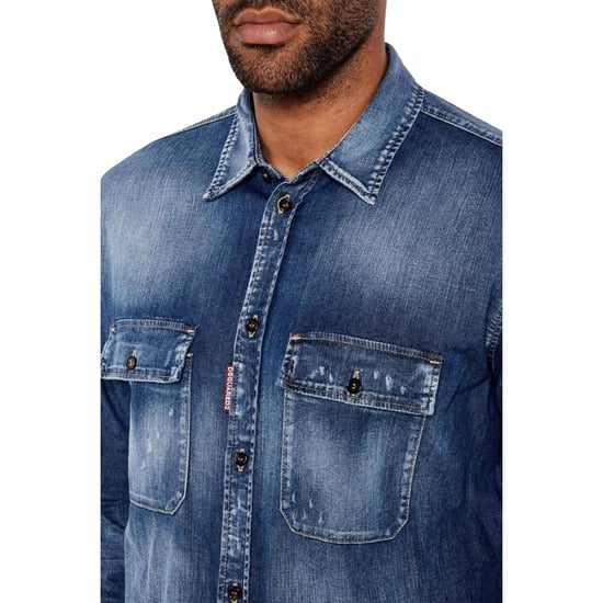 Dsquared2 Relax Dan Worker Pocket Shirt Navy Blue - Image 5