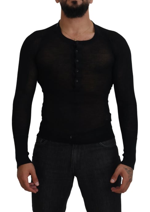 Henley-Halsausschnitt Strickpullover mit langen Ärmeln - Image 1