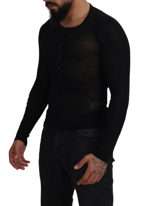 Henley-Halsausschnitt Strickpullover mit langen Ärmeln - Image 2