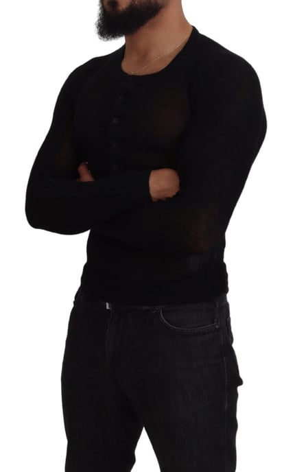 Henley-Halsausschnitt Strickpullover mit langen Ärmeln - Image 5