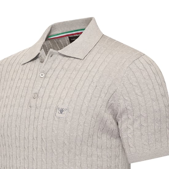 Cappuccino Italia Caorle Cable Knit Polo Grau - Image 2