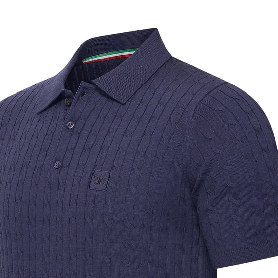 Cappuccino Italia Caorle Cable Knit Polo  Blau - Image 2