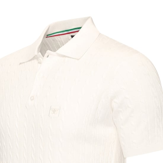 Cappuccino Italia Caorle Cable Knit Polo Weiss - Image 2