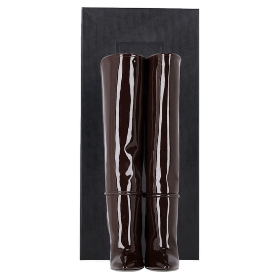 Saint Laurent Jane Knief hohe Stiefel aus braunem Lackleder - Image 2