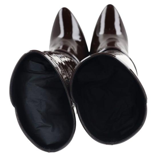 Saint Laurent Jane Knief hohe Stiefel aus braunem Lackleder - Image 4