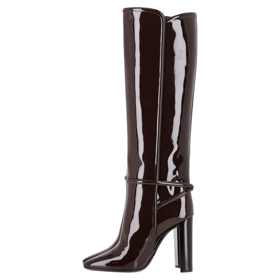 Saint Laurent Jane Knief hohe Stiefel aus braunem Lackleder - Image 5