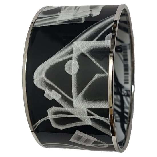 Hermès Bitte, Check-In Armreif aus schwarzem Metall - Image 3