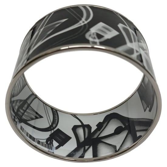 Hermès Bitte, Check-In Armreif aus schwarzem Metall - Image 5