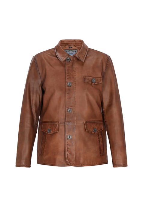 Dreimaster Lederjacke Männer Cognac - Image 1
