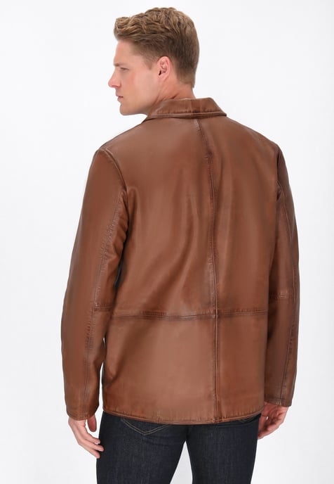 Dreimaster Lederjacke Männer Cognac - Image 4
