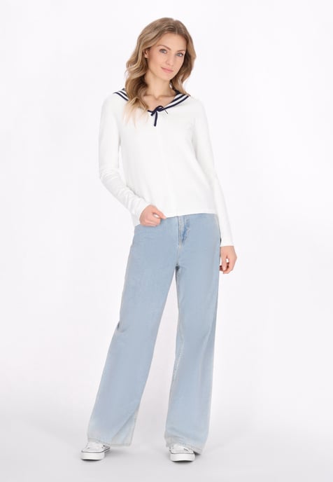 Dreimaster Strickjacke Frauen Cremeweiß, Marineblau - Image 2