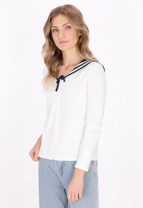 Dreimaster Strickjacke Frauen Cremeweiß, Marineblau - Image 3