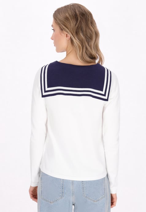 Dreimaster Strickjacke Frauen Cremeweiß, Marineblau - Image 4