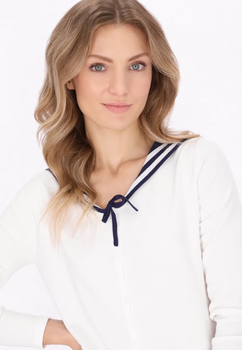 Dreimaster Strickjacke Frauen Cremeweiß, Marineblau - Image 5