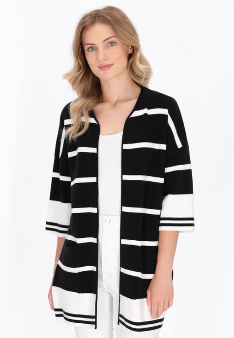 Dreimaster Strickjacke Frauen schwarz weiß streifen - Image 3
