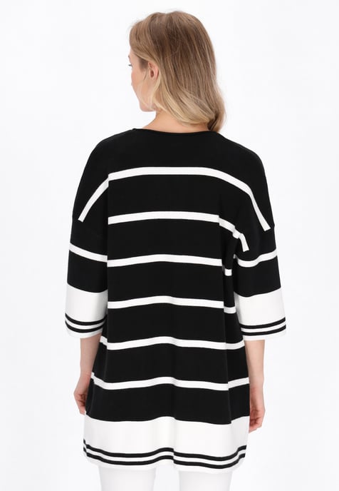 Dreimaster Strickjacke Frauen schwarz weiß streifen - Image 4
