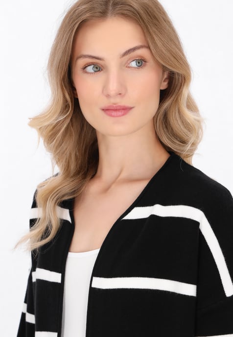 Dreimaster Strickjacke Frauen schwarz weiß streifen - Image 5