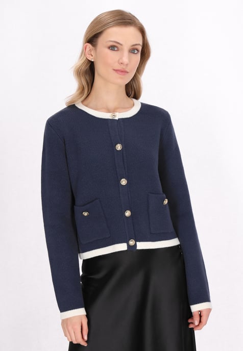 Dreimaster Strickjacke Frauen marineblau cremeweiß - Image 3