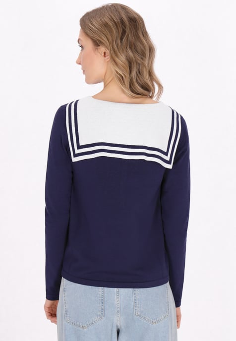 Dreimaster Strickjacke Frauen marineblau cremeweiß - Image 4