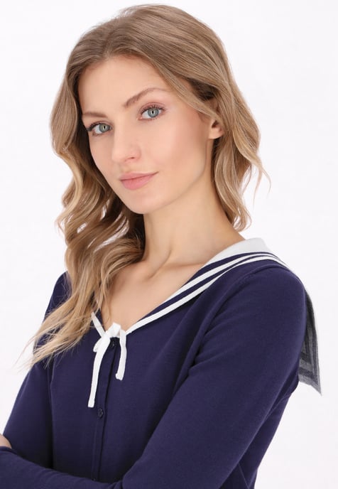 Dreimaster Strickjacke Frauen marineblau cremeweiß - Image 5
