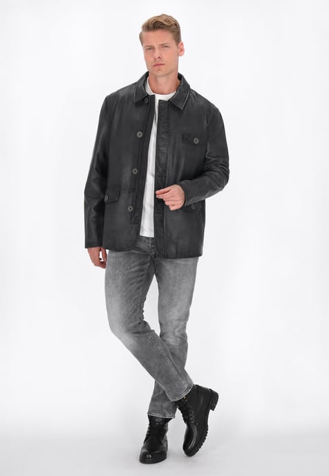 Dreimaster Lederjacke Männer grau - Image 2