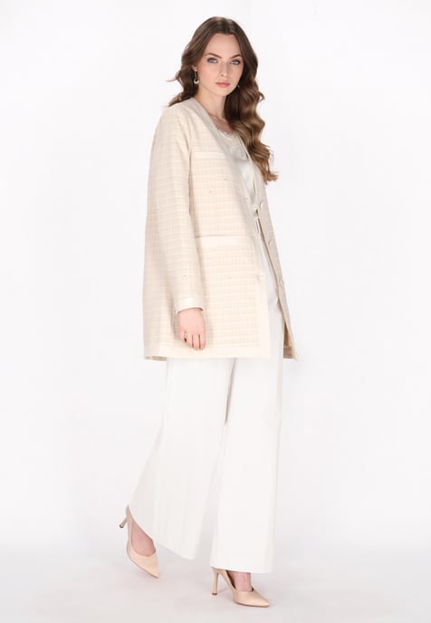 Dreimaster Mantel Mantel Damen hellbeige Glitzer - Image 2