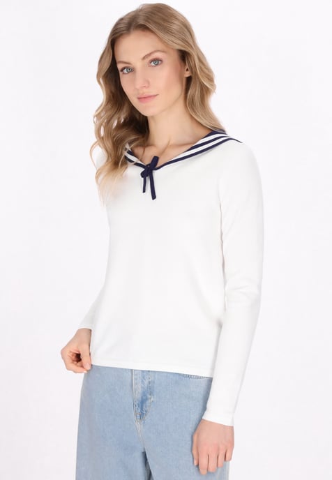 Dreimaster Zur Seite fahren Frauen Cremeweiß, Marineblau - Image 3