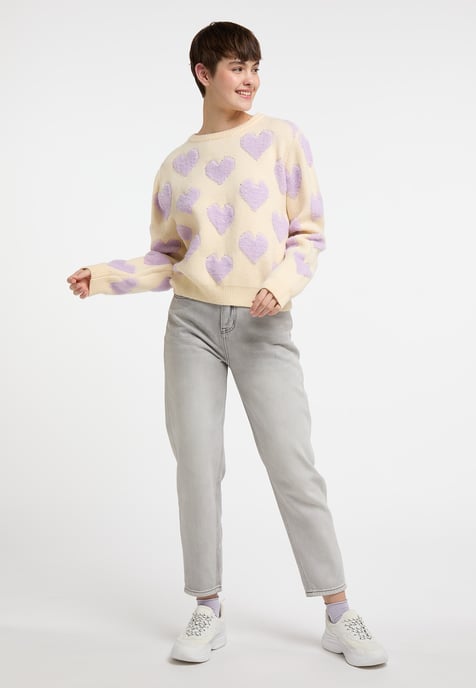 Mymo Strickpullover Damen Wollweiß - Image 2