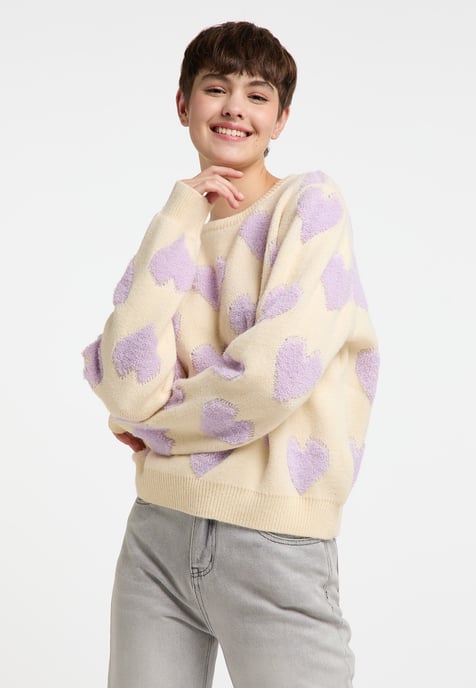 Mymo Strickpullover Damen Wollweiß - Image 3