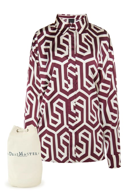 Dreimaster Hemdbluse + Einkaufstasche - SET Damen Wollweiss Bordeaux - Image 1