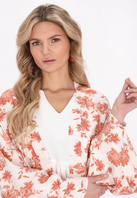 usha Kimono Frauen weiß orange - Image 5