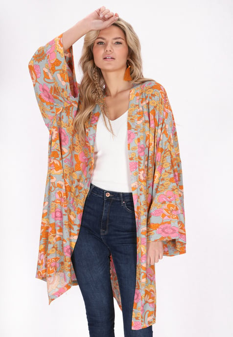 usha Kimono Frauen steingrau mehrfarbig - Image 3