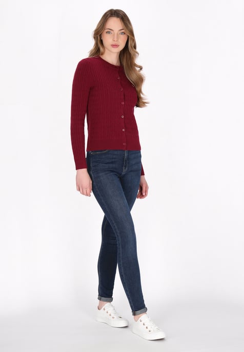 Dreimaster Strickjacke Frauen Weinrot - Image 2