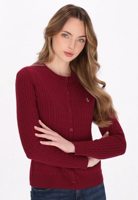 Dreimaster Strickjacke Frauen Weinrot - Image 3