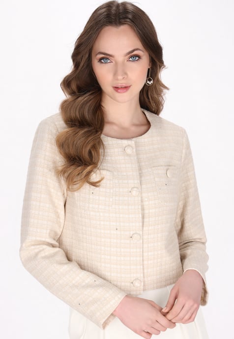 Dreimaster Blazer Frauen hellbeige Glitzer - Image 3