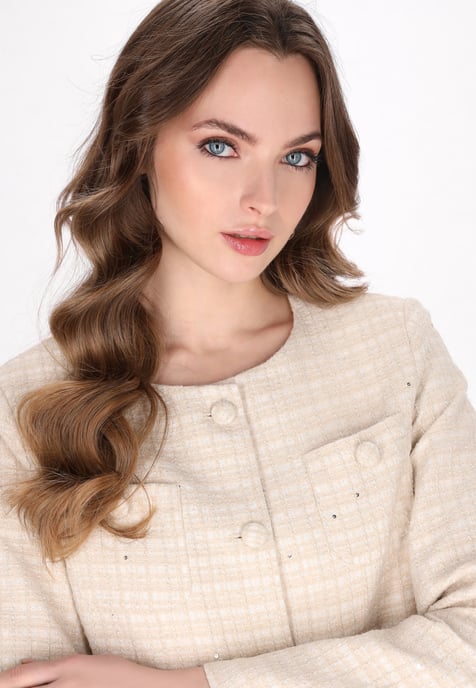 Dreimaster Blazer Frauen hellbeige Glitzer - Image 5