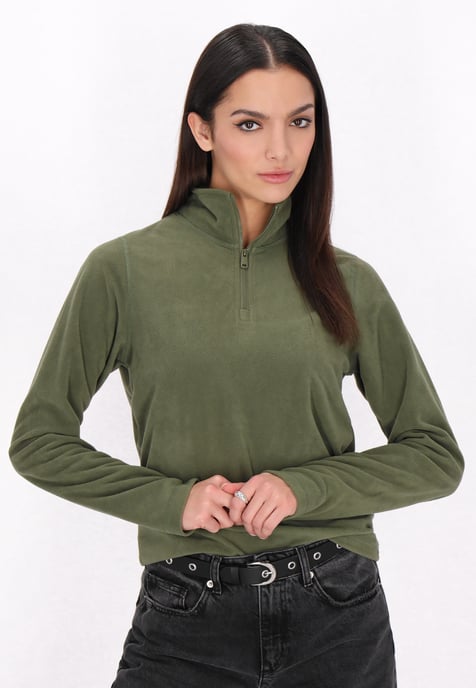 Mymo Fleecepullover Damen khaki - Image 3