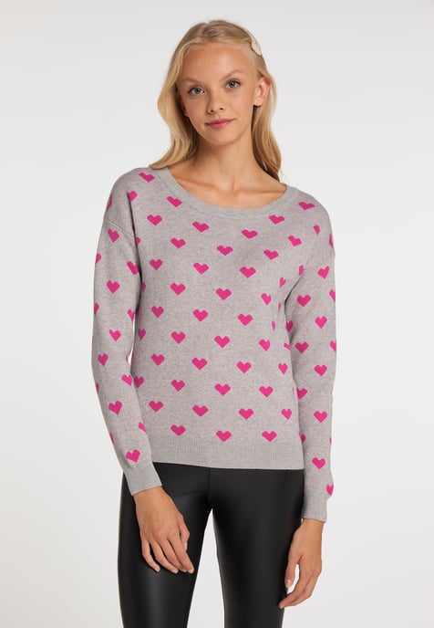 Mymo Strickpullover Damen Grau Mehrfarbig - Image 3