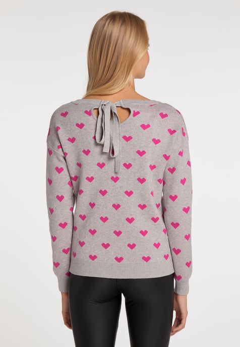 Mymo Strickpullover Damen Grau Mehrfarbig - Image 4