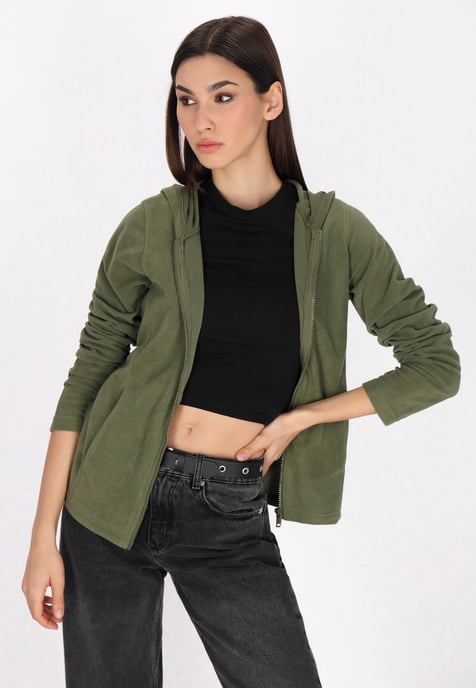 Mymo Fleecejacke Damen khaki - Image 3