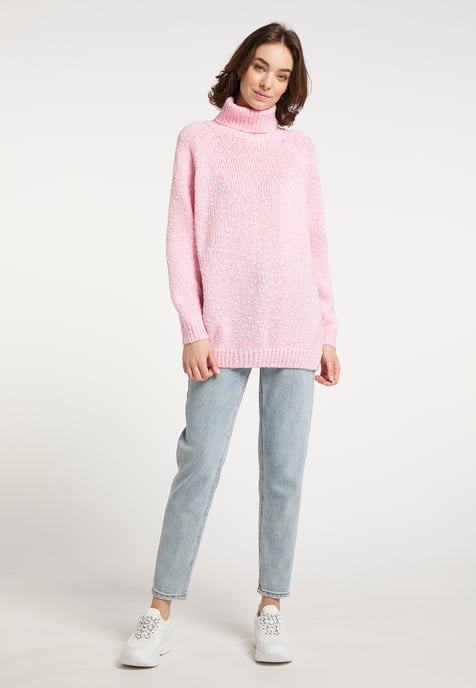 Mymo Strickpullover Damen Rosa Wollweiß - Image 2