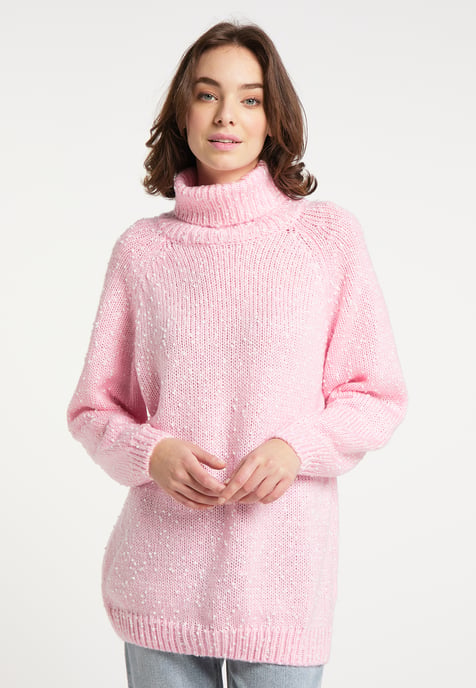 Mymo Strickpullover Damen Rosa Wollweiß - Image 3