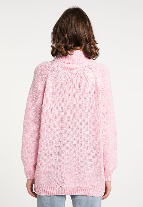 Mymo Strickpullover Damen Rosa Wollweiß - Image 4