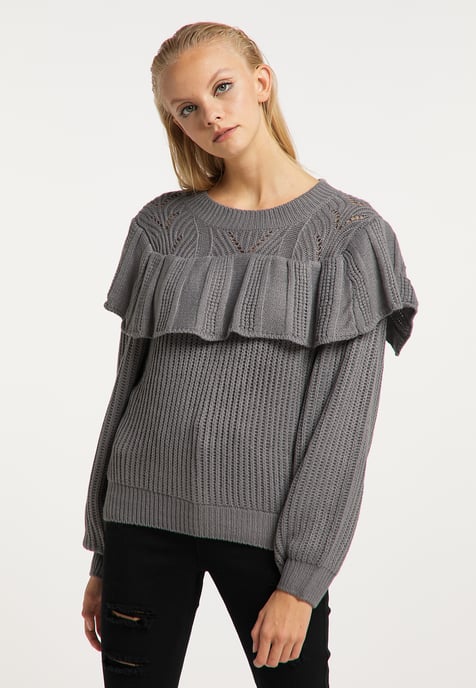 Mymo Strickpullover Damen grau - Image 3